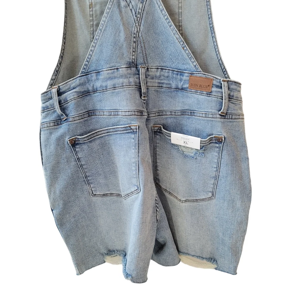 Judy Blue Light Wash Denim Short Overalls - Picture 14 of 15